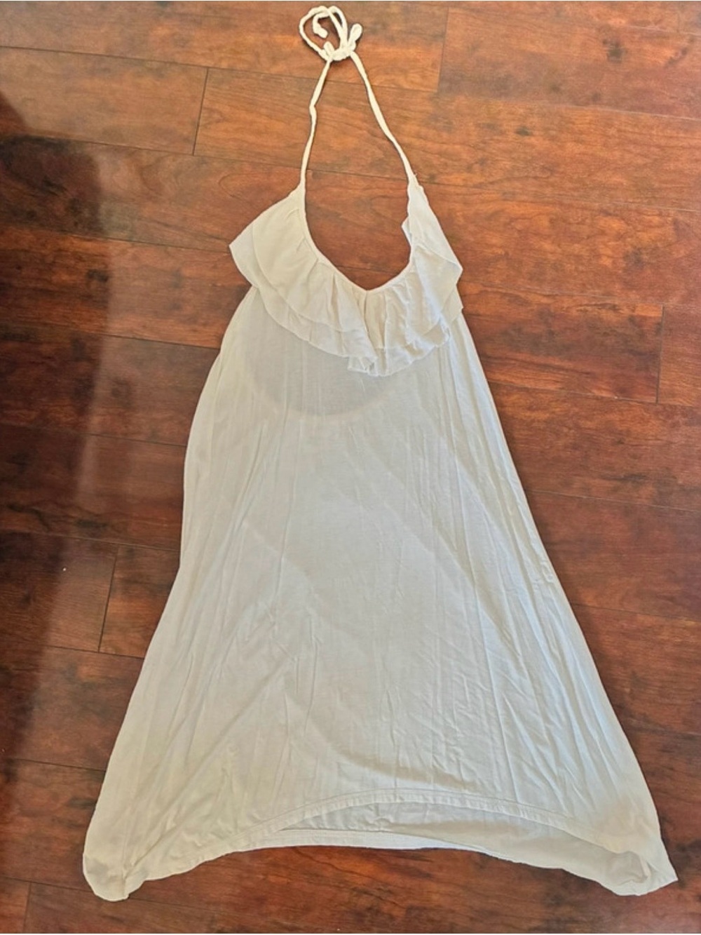Apostrophe White Ruffled Halter Slip Dress